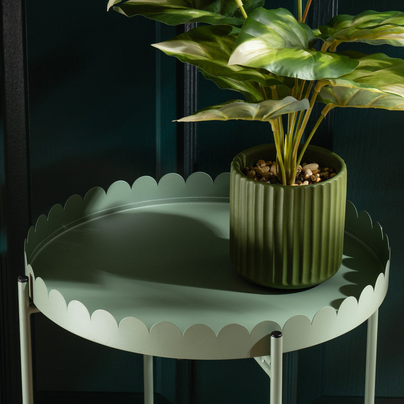 Green Scallop Round Side Table